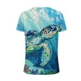 thumbnail image 6 of DDAPJ pyju Novelty Graphic Tees for Women Sea Turtle Print Short Sleeve V Neck T-shirts Summer Casual Beach Vacation Tee Tops Mint Green S, 6 of 6