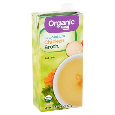 3 Pack Great Value Organic Low Sodium Chicken Broth, 32 oz