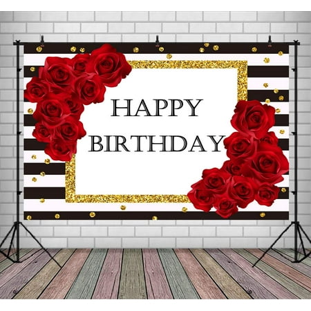Image of Happy Birthday Backdrop for Adult Women Party Red