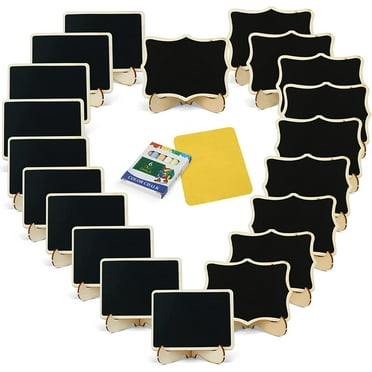 20 Pack Mini Chalkboards Signs with Easel Stand, 2 Styles Wooden Chalkboard Buffet Signs Event Blackboard Party Decoration