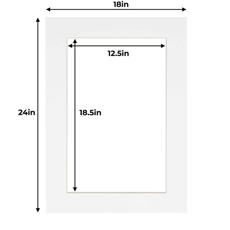 Smooth White 18x24 White Picture Mats with White Core for 13x19 Pictures -  Fits 18x24 Frame 