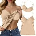 thumbnail image 2 of Tank Tops with Built in Bras, Prolriy Womens Soft Vest with in Bra Sleeveless Comfy Stretch Yoga Gym Tops Workout Tank Tops Womens Tops Beige L, 2 of 5
