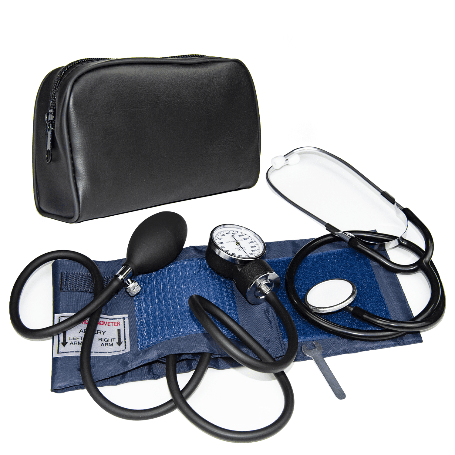 Blood Pressure Monitor Kit, Professional Manual Arm Type Sphygmomanometer with Adult Blue Cuff and Carrying Case