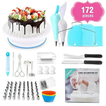 Astarin Frost Form Cake Kit, Cake Turntable for Decorating, 172PCS Cake Decorating Supplies Set, Piping Bags Disposable, Cake Leveler & Slicer, Cutter, Frosting Spatula, Flower Piping Tips, Gifts