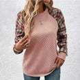 thumbnail image 5 of Lenpel Women's Crewneck Sweatshirts Plaid Long Sleeve Color Block Tunic Tops Casual Pullover Sweatshirts Fall Winter Fashion Outfits(Pink,X-Large), 5 of 7