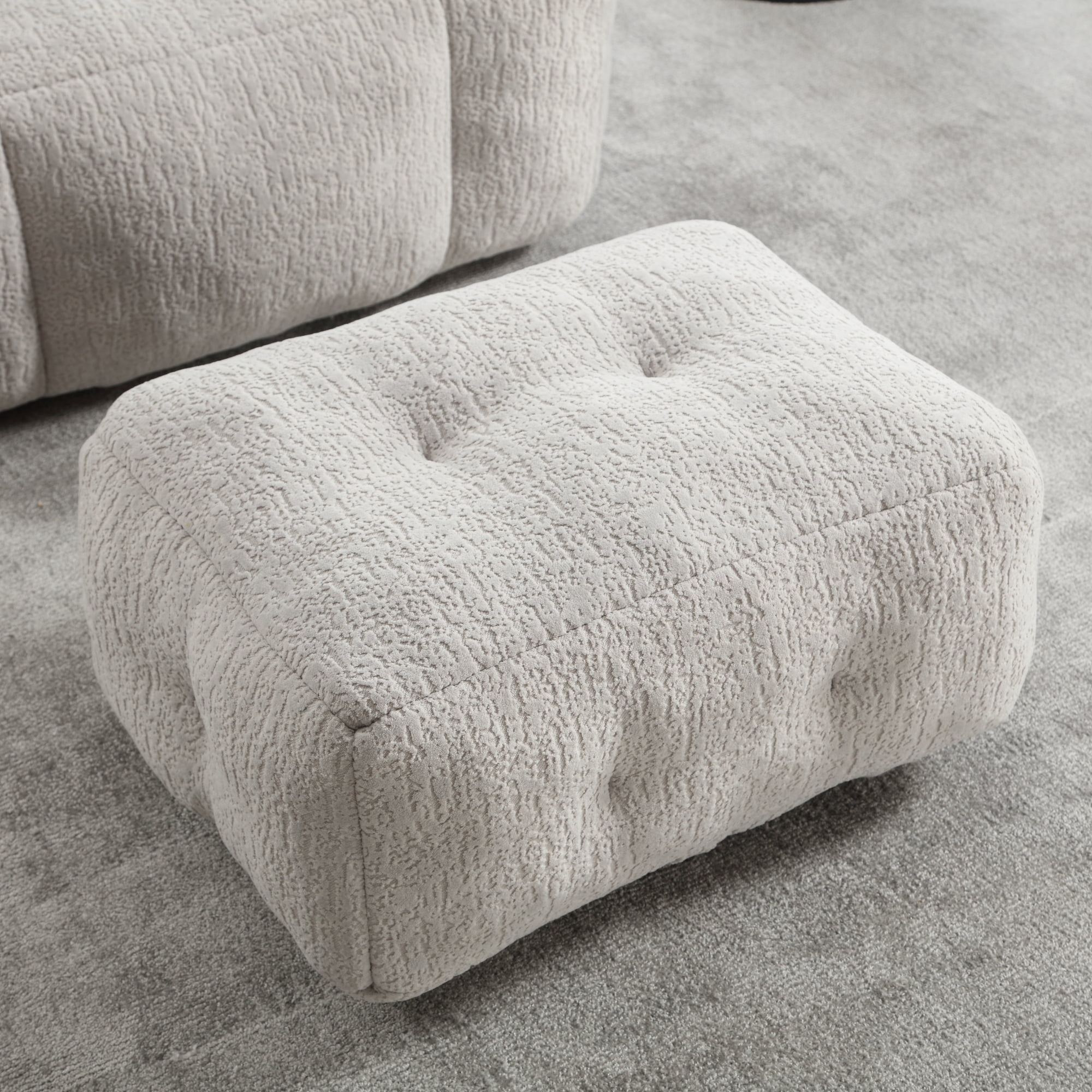 Accent Chair with Ottoman Set,Modern Velvet Bean Bag Chair for Adults and Childs,Upholstered Lazy Sofa Chair Armchair for Living room, Bedroom, Apartment,Light Gray