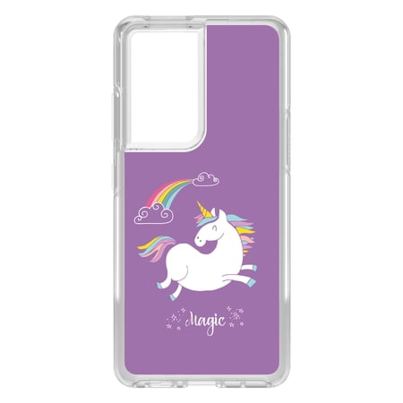 DistinctInk Clear Hybrid Case for Samsung Galaxy S21 Ultra (6.8 Screen) - Purple - Tempered Glass Back