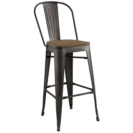 Country Kitchen Stools Industrial Country Cottage Farm Beach House Bar Pub and Dining Kitchen Bar Side Stool Chair, Metal Steel Wood, Brown ()