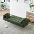 thumbnail image 5 of Versatile 71.7 Inch Green Fabric Teddy Fleece Sofa Bed with 2 Throw Pillows, 5 of 9