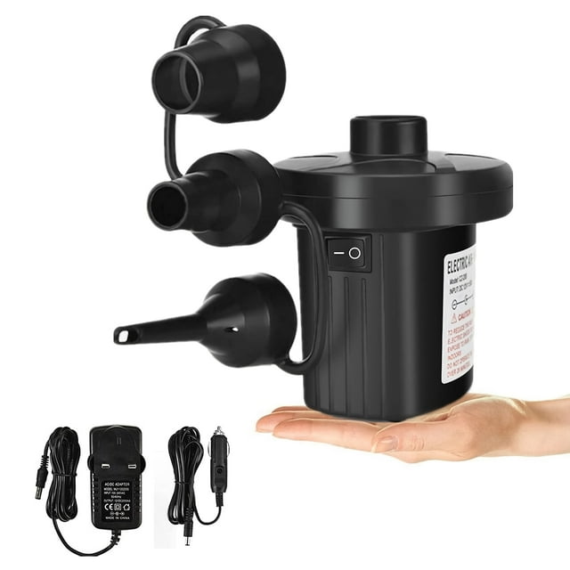 Toytexx Electric Air Pump for Inflatables, 120V Portable Two-Way Inflator and Deflator with 3 Nozzles for Air Mattresses, Pool Floats and Camping Gear