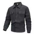 thumbnail image 4 of ZCFZJW Mens Flannel Jackets Fall Long Sleeve Wool Shirt Jacket Button Down Fleece Shacket Winter Thick Warm Outwear Tops with Flip Chest Pockets Dark Gray XXL, 4 of 5