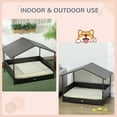 thumbnail image 4 of PawHut Rattan Dog House Outdoor with Shade Canopy, Cushion, Cream White, 4 of 10