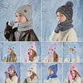 thumbnail image 3 of Kids Winter Hat Gloves Scarf Set Girls Boys Knit Hat with Pom Neck Warmer Mittens Set Toddlers Cold Weather Accessories for Kids 4-10 Years, 3 of 8