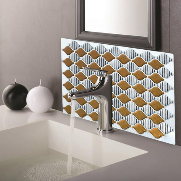 de de pared de mosaico 3D, papel tapiz impermeable auto de bricolaje, calcomanía de pared de de , YJC0041Y BLESIY Paneles de pared