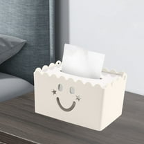 AuroraX Cute Tissue Box Cover Rectangle Funny Modern Yellow Facial Tissue Box Holder Decorative Face With Wavy Edges Paper Organizer Dispenser for Living Room,Office,Bathroom Decor