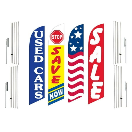 4 Swooper Flags With 4 Pole Kits Used Cars Save Now USA Sale