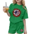 thumbnail image 2 of ITSAME Girls 4th of July Outfits 2-Piece, Crewneck T-Shirts and Shorts Fashion Print Casual Clothes Set Green Size 14-15, 2 of 6
