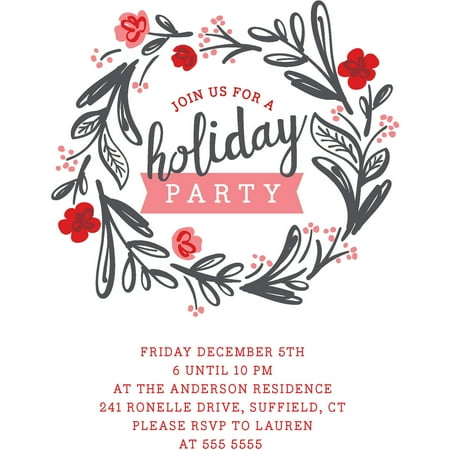 Floral Invite - Floral Wreath - Holiday Invite