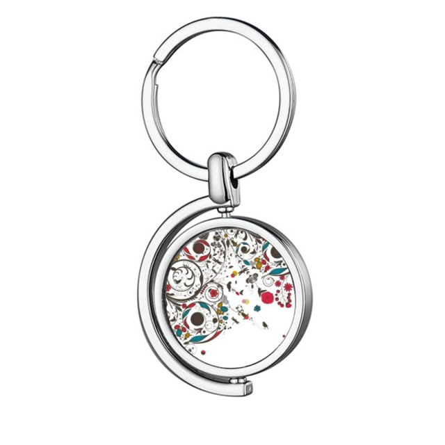 Modern Art Illustration flores plantas Rotating keychain Metal Keyring Holder