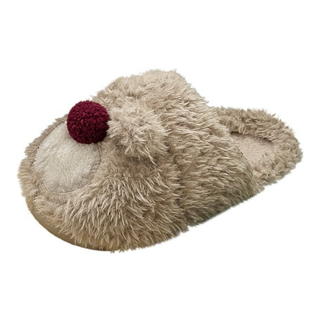 

Qufokar Flip Flop Socks for Women Hand Knit Slippers for Women Women Winter Warm Cartoon Bear Keeps Warm House Slippers Wear Household Comfortable Slippers