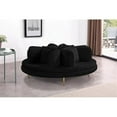 thumbnail image 2 of Pemberly Row Contemporary Velvet Black Roundabout Sofa with Iron Legs in Black, 2 of 7