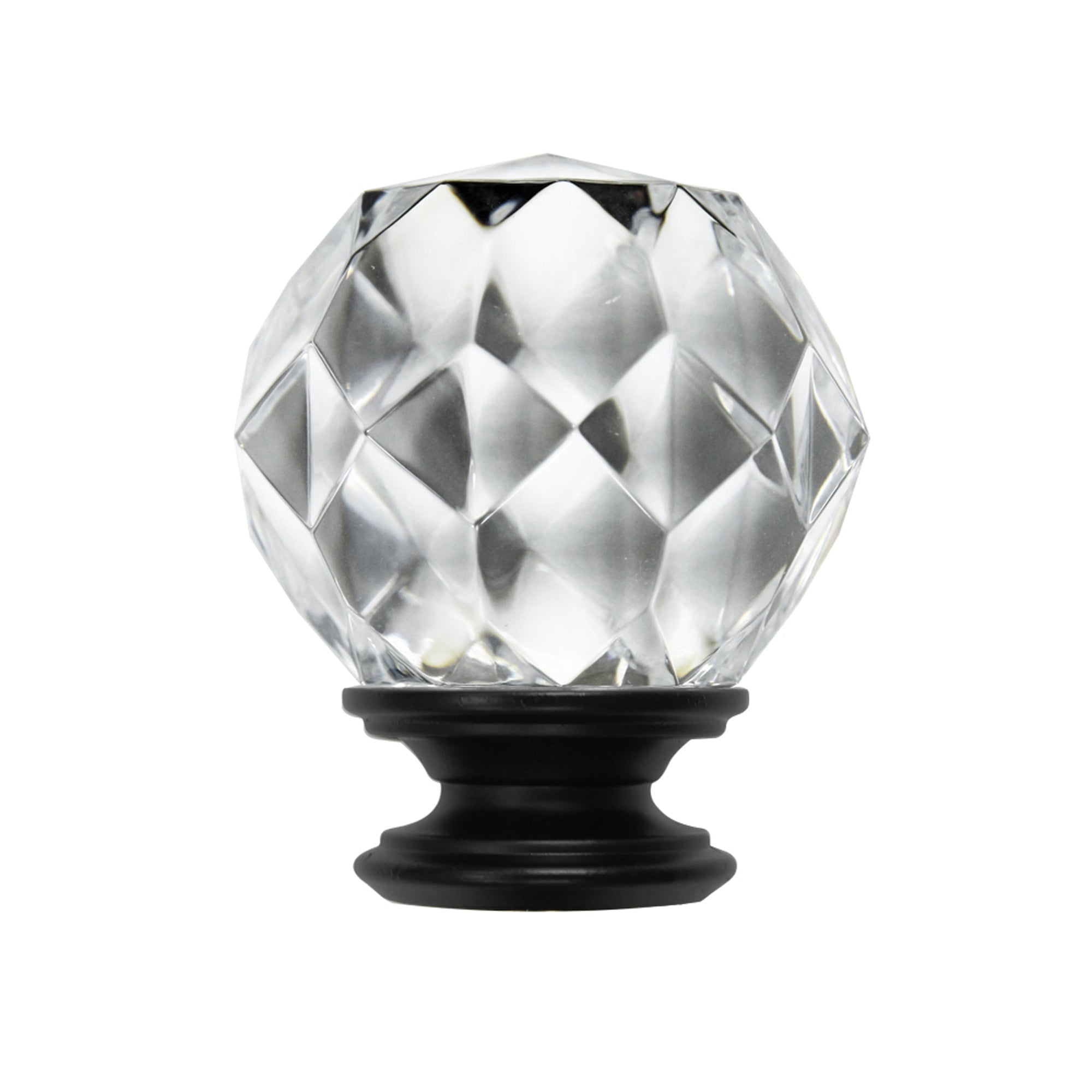 1" Single Curtain Rod Set with Faceted Crystal Sphere Finial