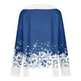 thumbnail image 5 of Fiaer Fur Trim V Neck Christmas Tshirts for Women Xmas Snowflake Graphic Holiday T Shirts Plus Size Long Sleeve Loose Fit Tops Blue M, 5 of 5