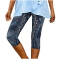 thumbnail image 6 of Tnhcen Women's High Waisted Denim Print Yoga Pants 7/8 Length Jeggings with Tummy Control, Booty Lifting & Star Pattern, Soft Stretchy Casual Athletic Leggings for Women S-3XL, 6 of 7