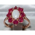 thumbnail image 2 of LBG British Made 14k Rose Gold Natural Opal & Ruby Womens Promise Ring - 33 size options - Size 9.5, 2 of 5