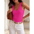 thumbnail image 3 of Women V‑Neck Ruffle Sleeveless Ribbed‑Knit Tank Top, Lightweight Casual Going‑Out Summer Blouse, 3 of 12