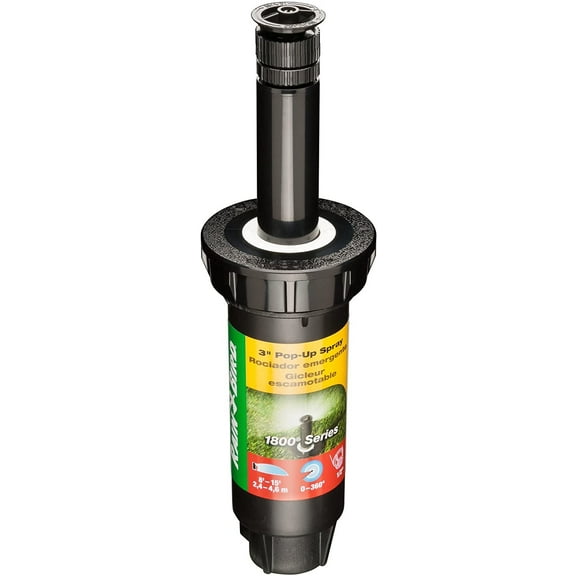 Rain Bird 1803VAN Professional Pop-Up Sprinkler, Adjustable 0 - 360 Pattern, 8' - 15' Spray Distance, 3" Pop-up Height
