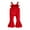 Red, variant on IROINNID Toddler Girls Jumpsuit High Waisted Suspenders Denim Bell Bottoms 4T