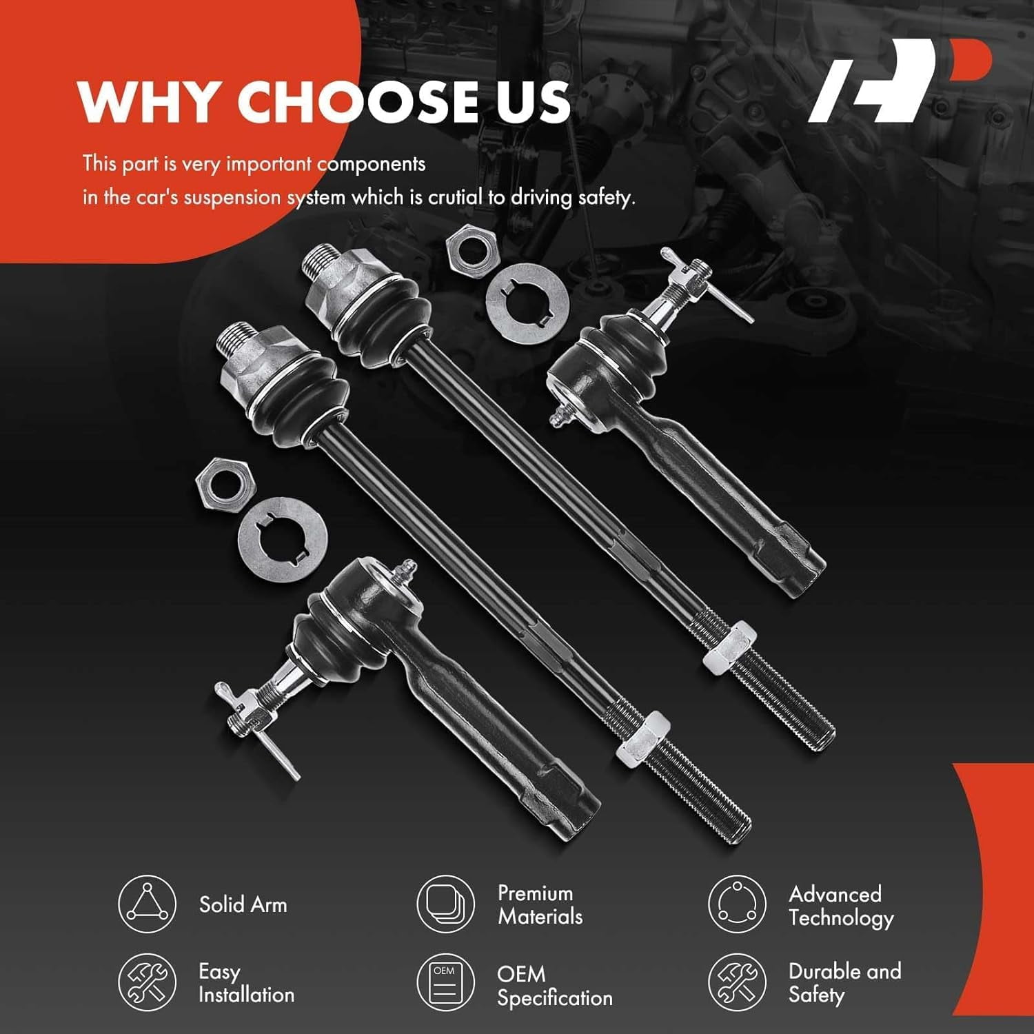 A-Premium Set of 4 Inner & Outer Tie Rod End Kit Compatible with 1999-2006 Chevy Silverado 1500 2500 Suburban 1500 2500 Avalanche Tahoe GMC Sierra Yukon XL Cadillac Escalade # ES3488 ES3493