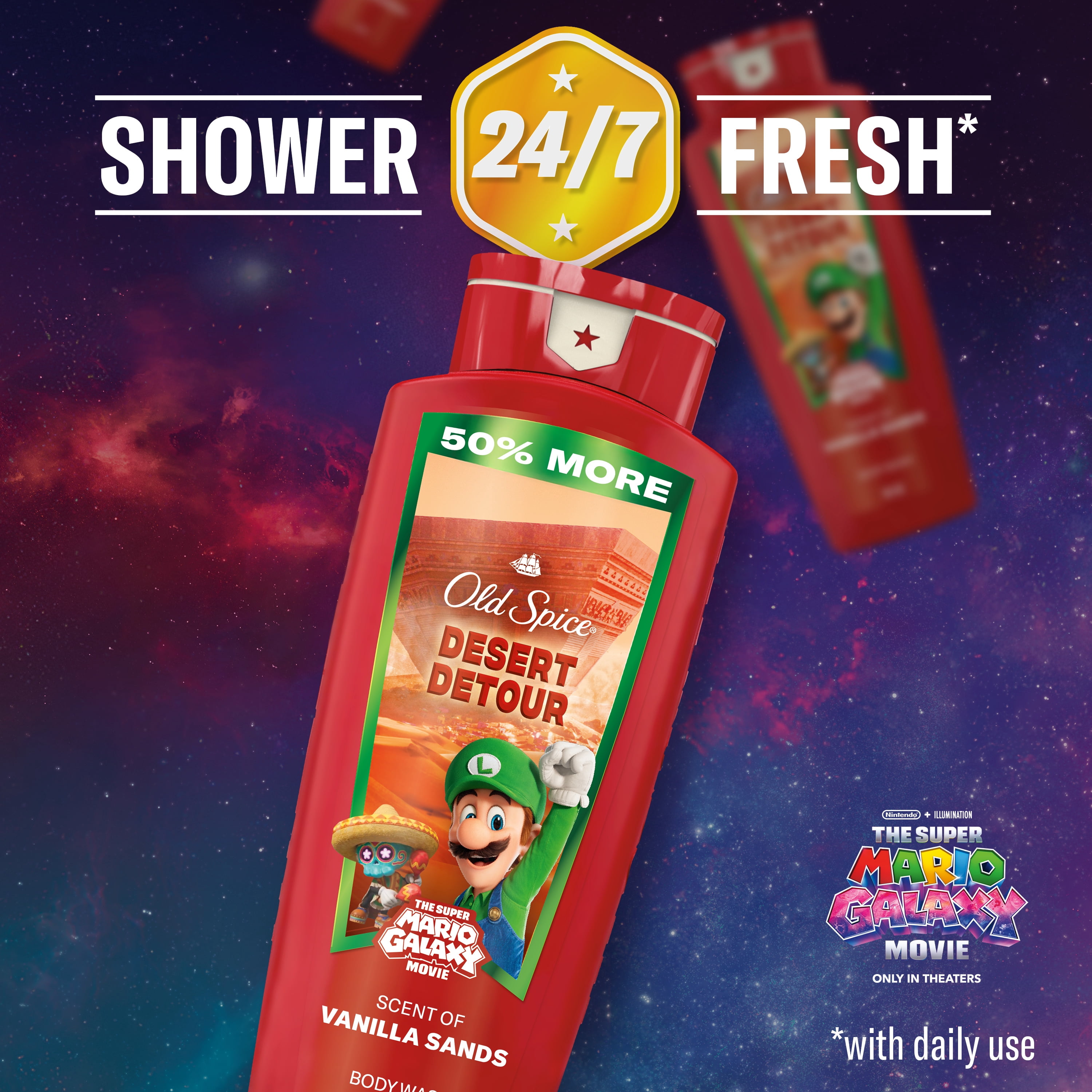 (2 pack) Old Spice Body Wash for Men, Desert Detour, Old Spice x The Super Mario Galaxy Movie, 24 fl oz
