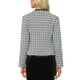 thumbnail image 3 of Blazer de tweed a cuadros INSPIRE CHIC para mujer, con mangas largas y diseño abierto, color negro, 3 of 6