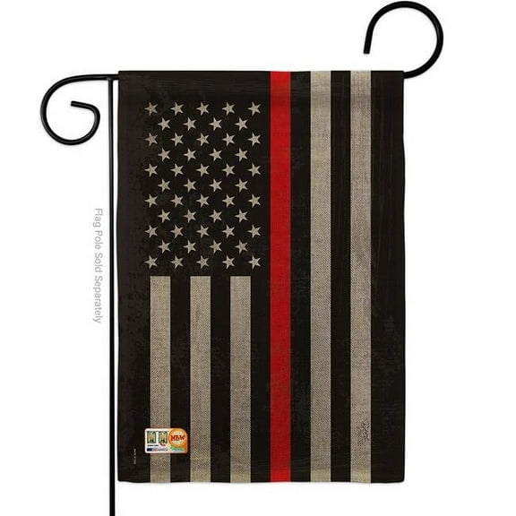 Breeze Decor BD-MI-G-108383-IP-DB-D-US16-BD 13 x 18.5 in. US Red Stripe Burlap Americana Military Impressions Decorative Vertical Double Sided Garden Flag