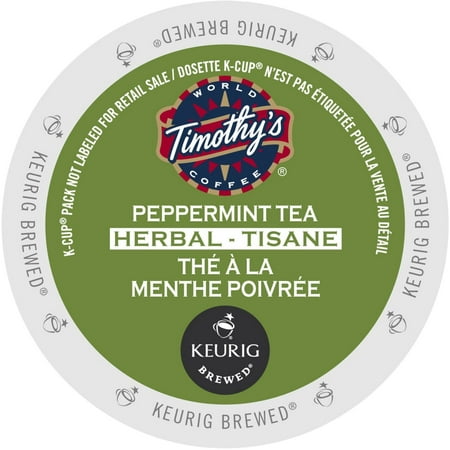 Timothy's Peppermint Tea, K-Cup Portion Pack for Keurig Brewers (96 Count) (4x16oz)