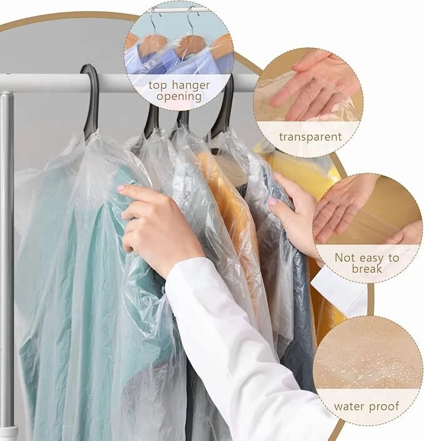 BUTTERFLY- 20 Pack Garment Bags For Hanging Clothes Plastic Garment Bags Clear Clothe Cover