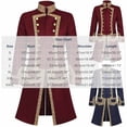 thumbnail image 2 of LWITHSZG Mens Victorian Renaissance Frock Coat Mid Length Double Breasted Halloween Jacket Stand Collar Side Slit Outerwear Festival Outfits S, 2 of 8