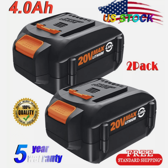 2Pack 4000mAh 20V WA3525 Replacement for Worx Battery 20v Compatible with Worx 20v Battery WA3520 WG151s WG155s WG251s WG255s WG540s WG545s WG890 WG891