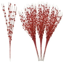 Christmas Tree Picks Decorations,Bexikou 17 Inch 24 Pcs Artificial Glitter Berry Stem Decorations Bead Sticks,Artificial Glitter Berry Stems Ornaments for Wedding Tree Wreath Christmas Home Decor