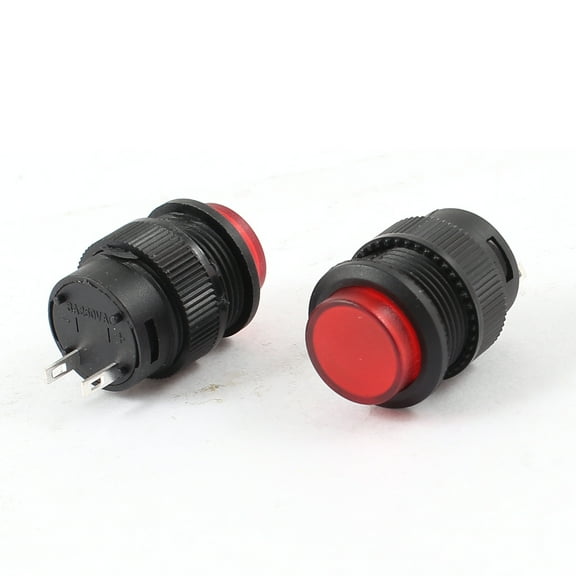 SPST Red Momentary Push Button Switch  250V 3A 2 Terminals 2 Pcs