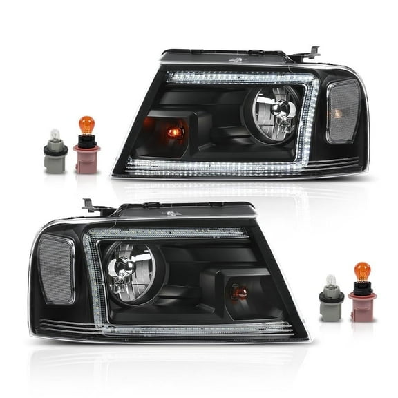 CROSSDESIGN Headlights Headlamp Fit for Ford F150 Pickup 2004-2008