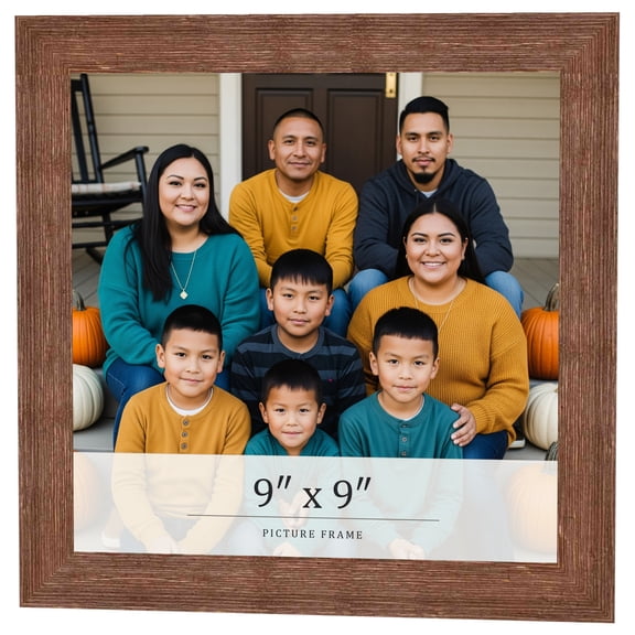 9x9 Frame Brown Farmhouse Solid Wood Picture Frame Width 1.5 Inches | Interior Frame Depth 0.5