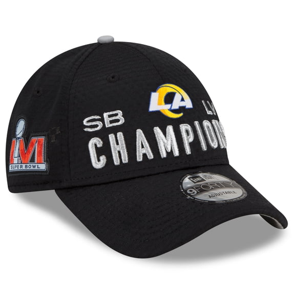 Men's New Era Black Los Angeles Rams Super Bowl LVI Champions Locker Room Trophy Collection 9FORTY Snapback Adjustable
