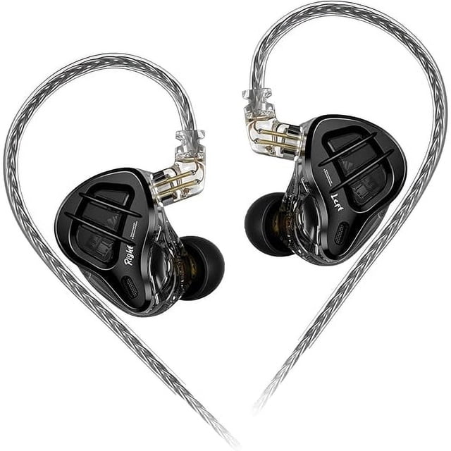 wonima11 KZ ZAR in-Ear Monitor Headphones,1DD+7BA Hybrid Technology Driver IEM Wired Earbuds Headphone with Silver-Plated Cable for Audiophile Musician (KZ ZAR-Black, No Mic)………