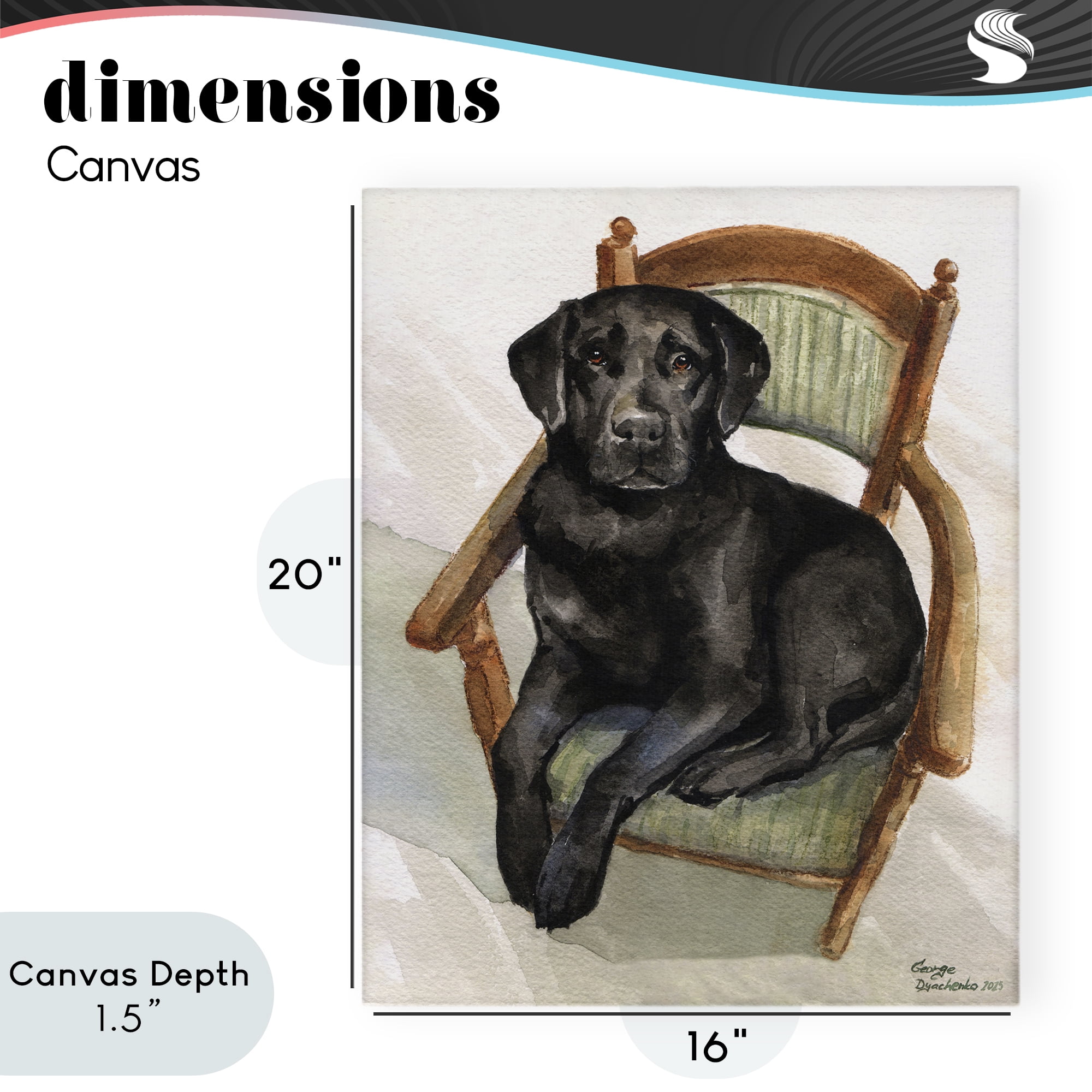 Stupell Industries Black Labrador On Chair Canvas Wall Art, design by George Dyachenko