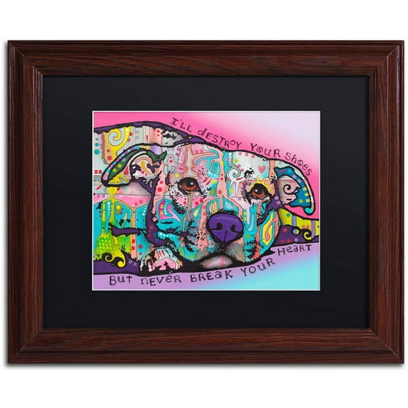 Trademark Fine Art "Never Break Your Heart" Canvas Art by Dean Russo, Black Matte, Wood Frame