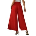 thumbnail image 4 of Women Wide Leg Long Trousers Casual Beach High Waist Palazzo Pants Loose Belted Summer Autumn Leisure Style, 4 of 5