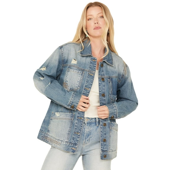 Cleo Wolf Women's Medium Wash Denim Jacket Medium Wash X- US